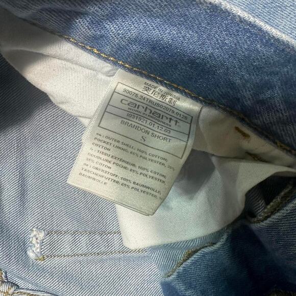 Carhartt WIP Blue Stone Bleached Brandon Shorts Mens Small Jean Shorts Jorts - Picture 3 of 6